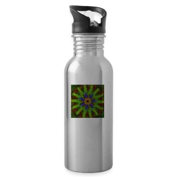Grün Blau Abstrakter Stern - Trinkflasche mit integriertem Trinkhalm - Lightsilver - Rechts