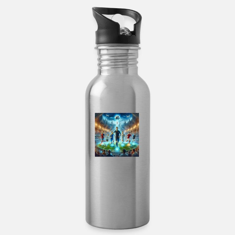 Fußball 2024 - Trinkflasche mit integriertem Trinkhalm - Lightsilver