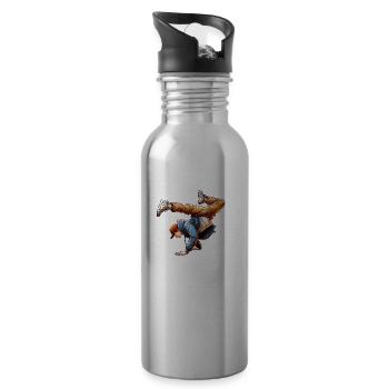 Energetic Breakdance Dance Steps - Water bottle with straw - silver - Right