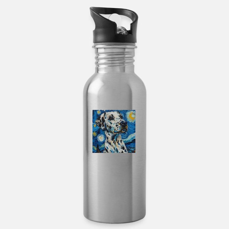 Dalmatiner - Trinkflasche mit integriertem Trinkhalm - Lightsilver