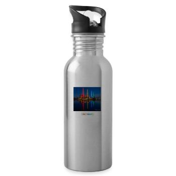 Buntes Kraftwerk Wolfsburg - Trinkflasche mit integriertem Trinkhalm - Lightsilver - Rechts