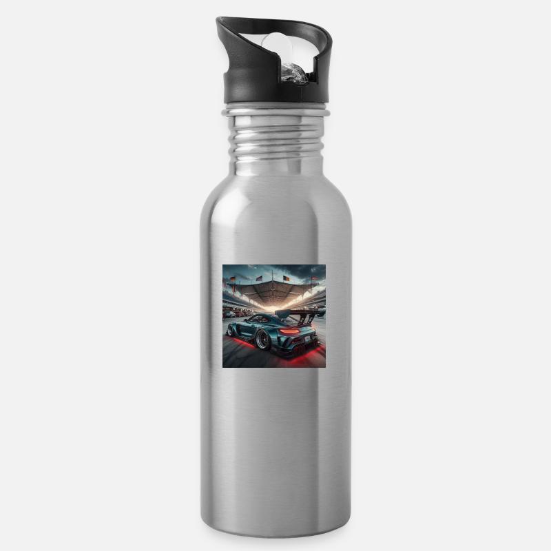 Auto - Trinkflasche mit integriertem Trinkhalm - Lightsilver