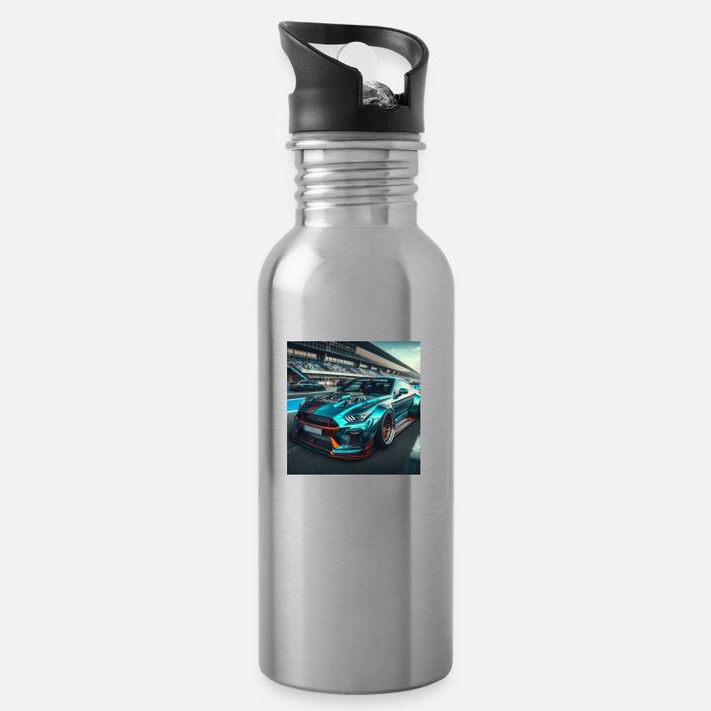 Voiture - Gourde avec paille intégrée - argent clair
