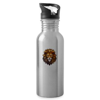 Lion sauvage en colère motivation sport - Gourde avec paille intégrée - argent clair - Droite