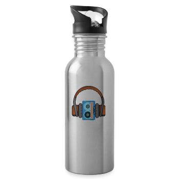 Headphones and audio cassette - Water bottle with straw - silver - Right
