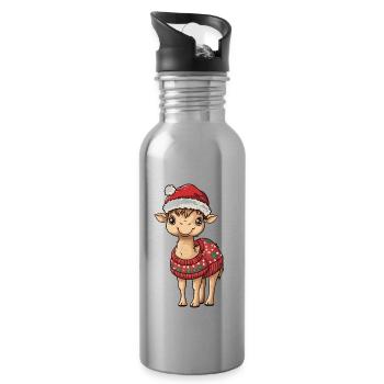 Bande dessinée de Noël à dos de chameau - Gourde avec paille intégrée - argent clair - Droite