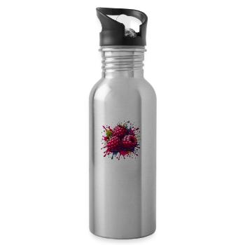Himbeeren-Farbexplosion - Trinkflasche mit integriertem Trinkhalm - Lightsilver - Rechts