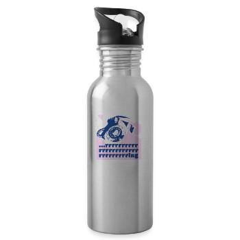 Retro Phone - "Rrrrrrring" - Water bottle with straw - silver - Right