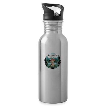 Mit Ruhe wachsen wir besser - Trinkflasche mit integriertem Trinkhalm - Lightsilver - Rechts