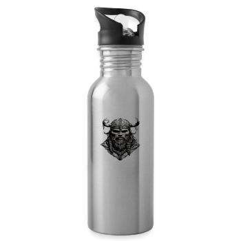 Viking Skull - Water bottle with straw - silver - Right