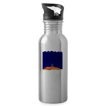 Submarine sunk ground grounded - Water bottle with straw - silver - Right