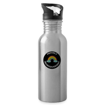 Neurodivergent ADHD Sticker - Water bottle with straw - silver - Right