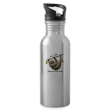 Lazy sloth, - Water bottle with straw - silver - Right