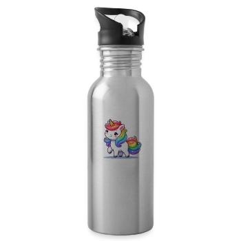 Bande dessinée Licorne - Gourde avec paille intégrée - argent clair - Droite