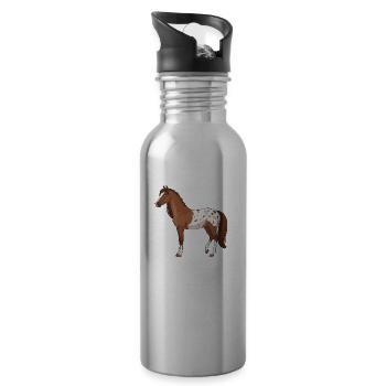 Appaloosa horse real - Water bottle with straw - silver - Right