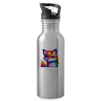 Bunter Fuchs - Trinkflasche mit integriertem Trinkhalm - Lightsilver - Rechts