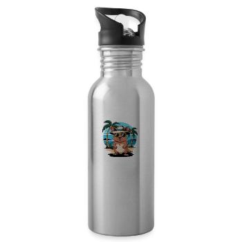 Beachy Quokka Vibes - Trinkflasche mit integriertem Trinkhalm - Lightsilver - Rechts