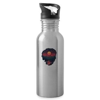 Hole to a pixelated world - Water bottle with straw - silver - Right