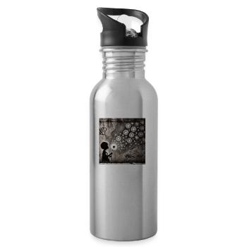 Kein Banksy - Wünsche in den Sternen - Trinkflasche mit integriertem Trinkhalm - Lightsilver - Rechts