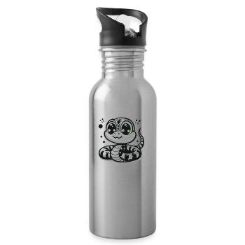 Schlange S/W - Trinkflasche mit integriertem Trinkhalm - Lightsilver - Rechts