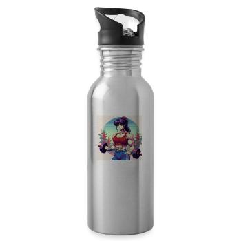RetroFit – Die 90er Power-Women - Trinkflasche mit integriertem Trinkhalm - Lightsilver - Rechts