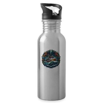 Fishing boat - Water bottle with straw - silver - Right