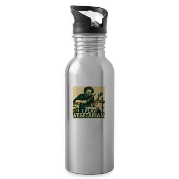 Drums I play vegetarian - Trinkflasche mit integriertem Trinkhalm - Lightsilver - Rechts