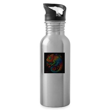 Regenbogen - Trinkflasche mit integriertem Trinkhalm - Lightsilver - Rechts