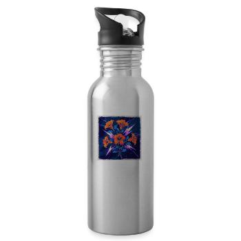Blumen - Trinkflasche mit integriertem Trinkhalm - Lightsilver - Rechts