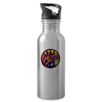 Dinosaur Stegosaurus Comic - Water bottle with straw - silver - Right