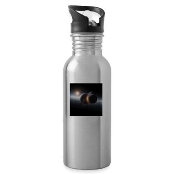 Kosmisches Eclipse Design - Trinkflasche mit integriertem Trinkhalm - Lightsilver - Rechts