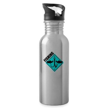 Fishing Fishing Fishing Hooks - Water bottle with straw - silver - Right