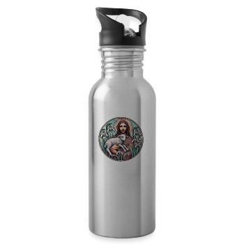Hirte des Friedens - Trinkflasche mit integriertem Trinkhalm - Lightsilver - Rechts