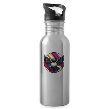 Taube Vogel Cool Comic - Trinkflasche mit integriertem Trinkhalm - Lightsilver - Rechts