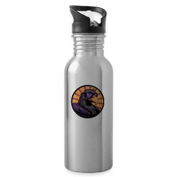 Adler Harpyie Vogel Comic - Trinkflasche mit integriertem Trinkhalm - Lightsilver - Rechts