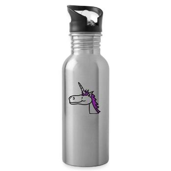 Einhorn Pink Süß Hübsch Freundlich Cartoon Pferd - Trinkflasche mit integriertem Trinkhalm - Lightsilver - Rechts