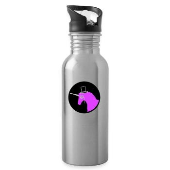 Licorne Sir Gentleman Mr. Rich Monocle Chapeau haut de forme - Gourde avec paille intégrée - argent clair - Droite