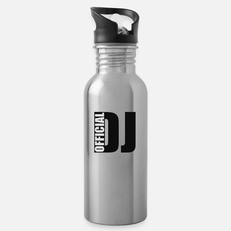 DJ - Trinkflasche mit integriertem Trinkhalm - Lightsilver