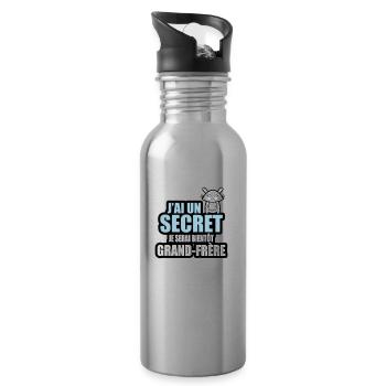 j'ai un secret je serai bientôt grand-frère 2 - Gourde avec paille intégrée - argent clair - Droite