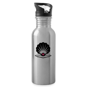 muschel_herz_02 - Trinkflasche mit integriertem Trinkhalm - Lightsilver - Rechts
