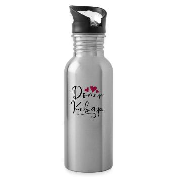 Doner Kebab Fast Food Saying Gift - Water bottle with straw - silver - Right