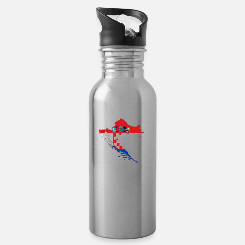Croatie (Hrvatska) - Gourde avec paille intégrée - argent clair