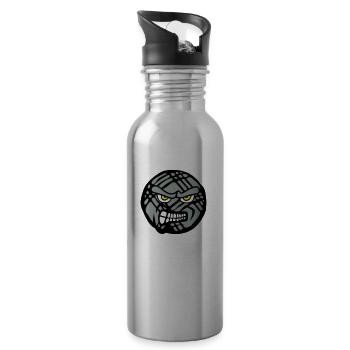 petanque face cartoon feroce - Water bottle with straw - silver - Right