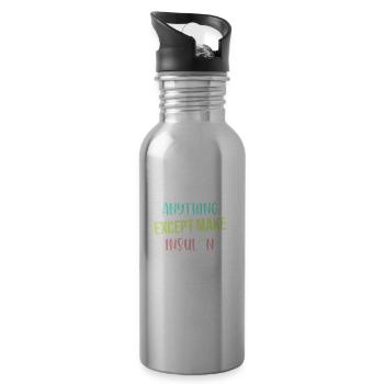 diabetic insulin quote - Water bottle with straw - silver - Right