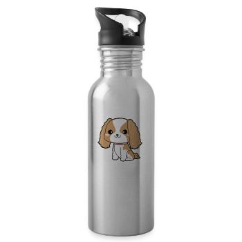 Cavalier King Charles Spaniel - Trinkflasche mit integriertem Trinkhalm - Lightsilver - Rechts