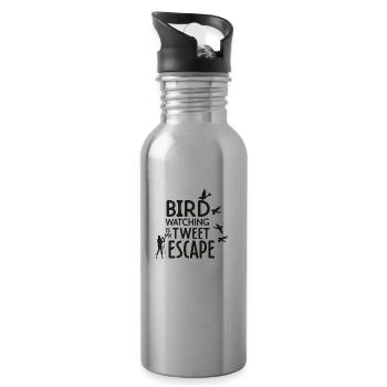 Slogan pour les observateurs d'oiseaux - Gourde avec paille intégrée - argent clair - Droite