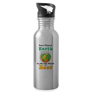 Save Planet Earth - Beer - Trinkflasche mit integriertem Trinkhalm - Lightsilver - Rechts