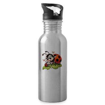 Marienkäfer Mutter spielt mit Kind - Trinkflasche mit integriertem Trinkhalm - Lightsilver - Rechts