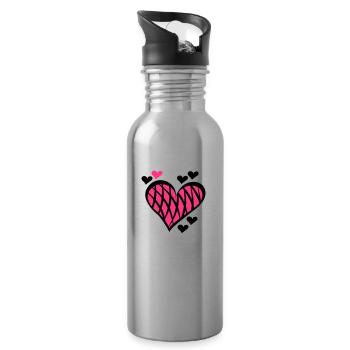 Herz Motiv - Trinkflasche mit integriertem Trinkhalm - Lightsilver - Rechts