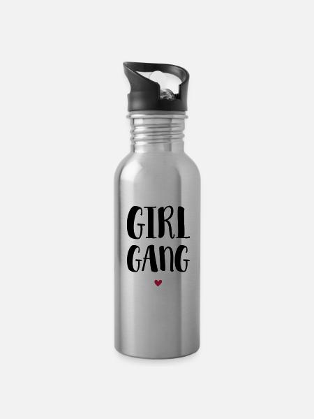 Girl Gang / Girl Squad - Gourde avec paille intégrée - argent clair